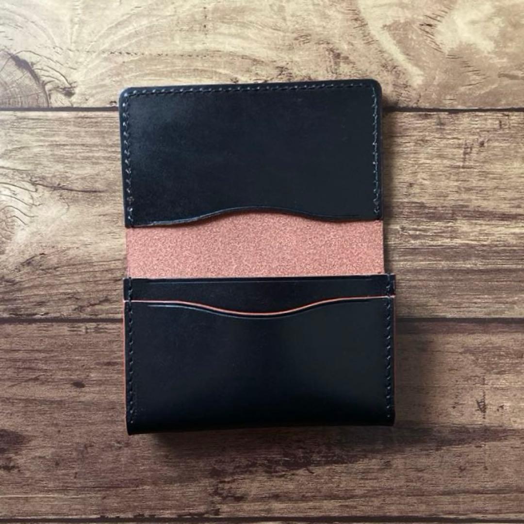 【yuyu様ご確認用】ロングウォレット 名刺入れ 北米ステアハイド 茶芯ブラック