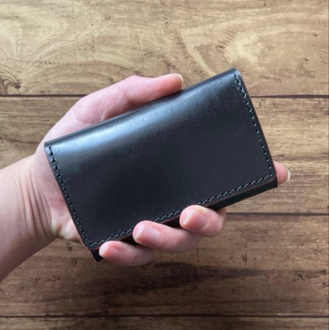 【yuyu様ご確認用】ロングウォレット 名刺入れ 北米ステアハイド 茶芯ブラック
