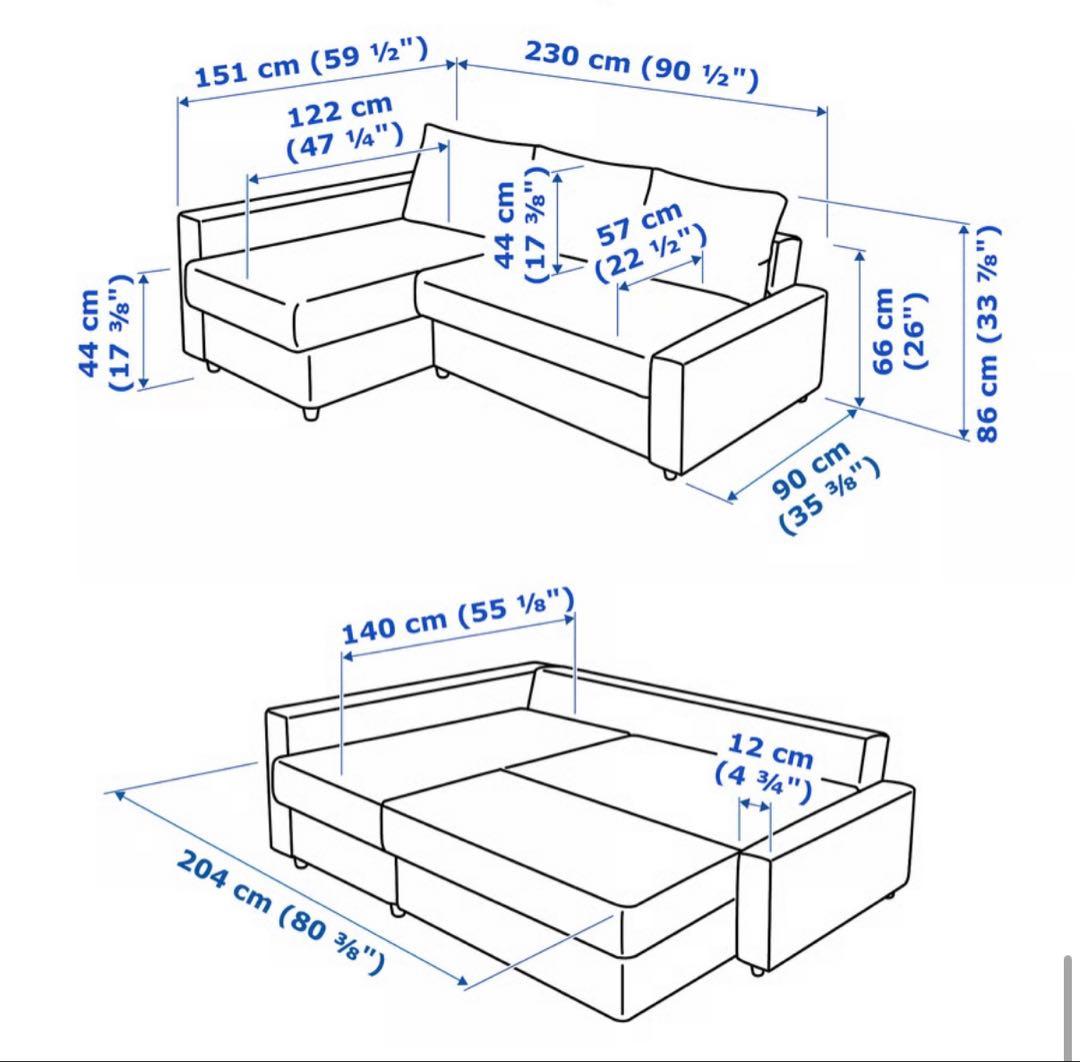 (送料込み) IKEA L字型レザーソファベッド