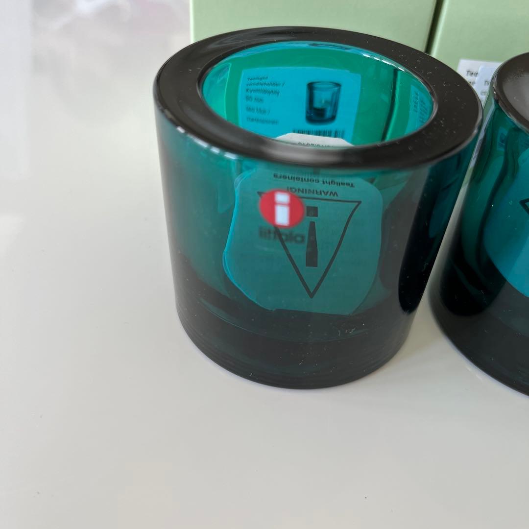 iitala marimekko KIVI シーブルー ガラスキャンドルホルダー