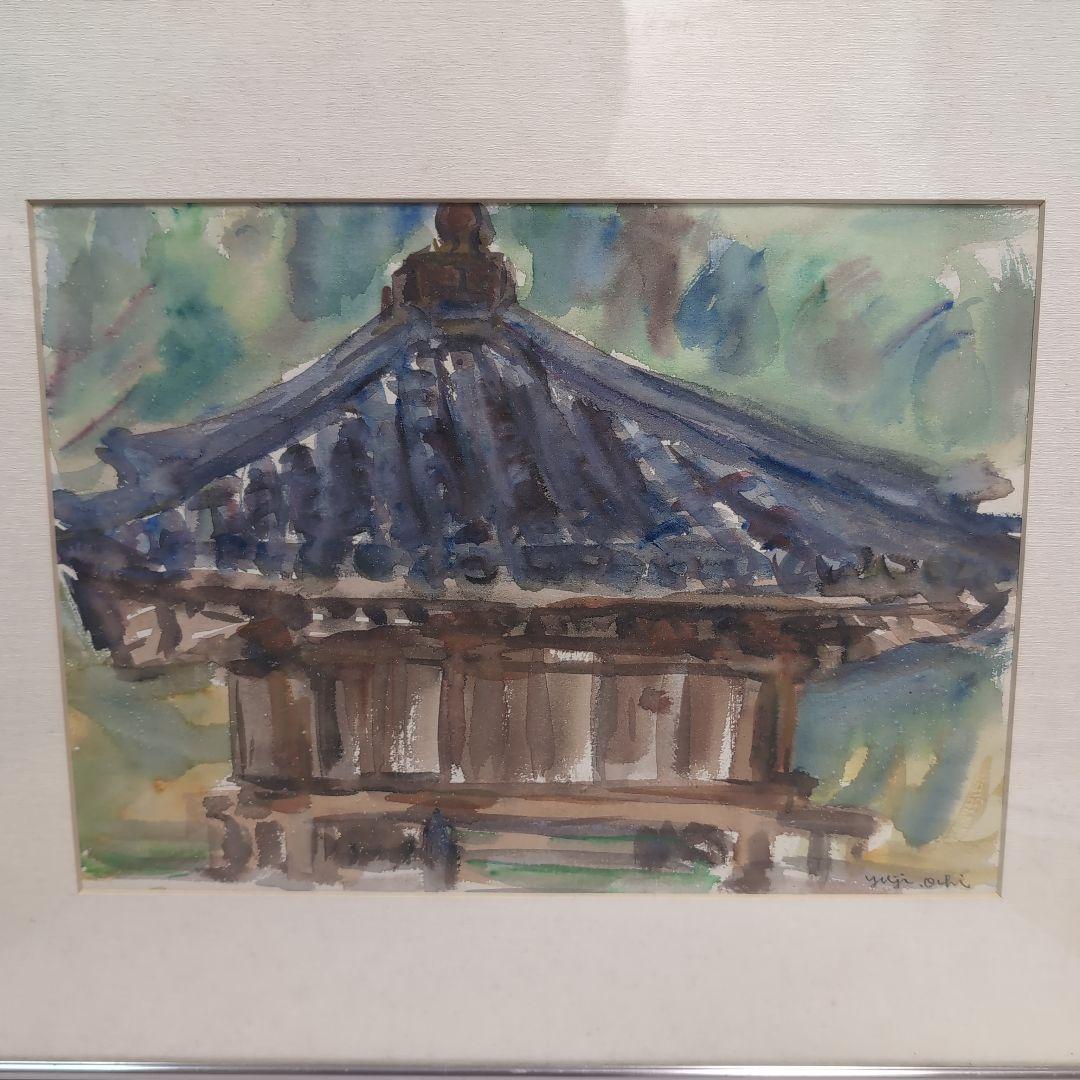 水彩画　越智雄二作　富貴寺大堂