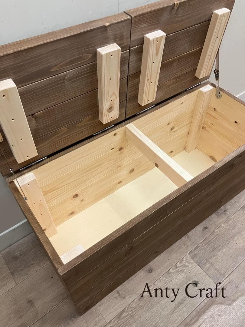 【サイズオーダー】 収納ベンチ（天蓋左右分離型・天蓋ステー付） 幅90cm