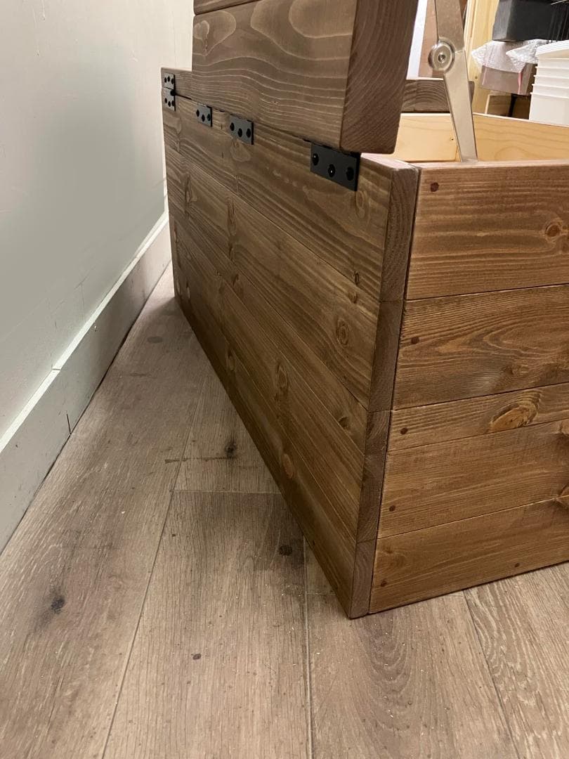 【サイズオーダー】 収納ベンチ（天蓋左右分離型・天蓋ステー付） 幅90cm