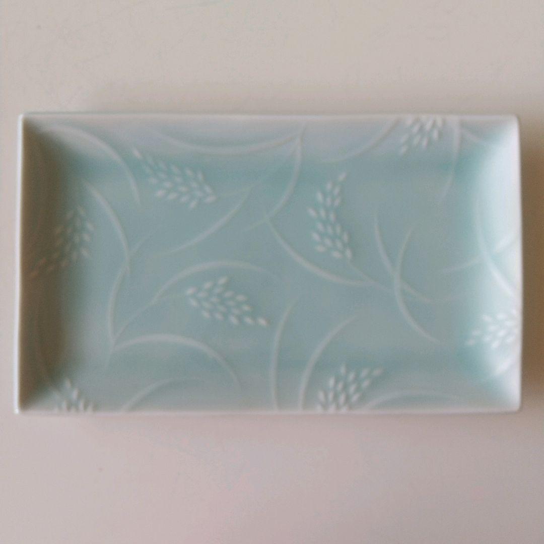 【たち吉 青磁 稲穂 5枚セット】焼物皿 長皿 前菜皿 和食器