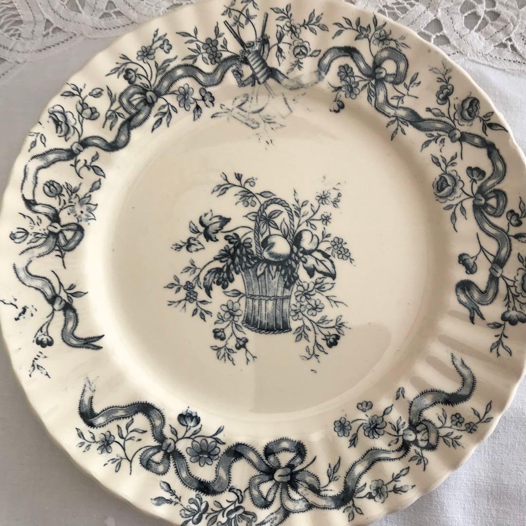 フランスアンティーク Longchamp窯 Rubans プレート 平皿②