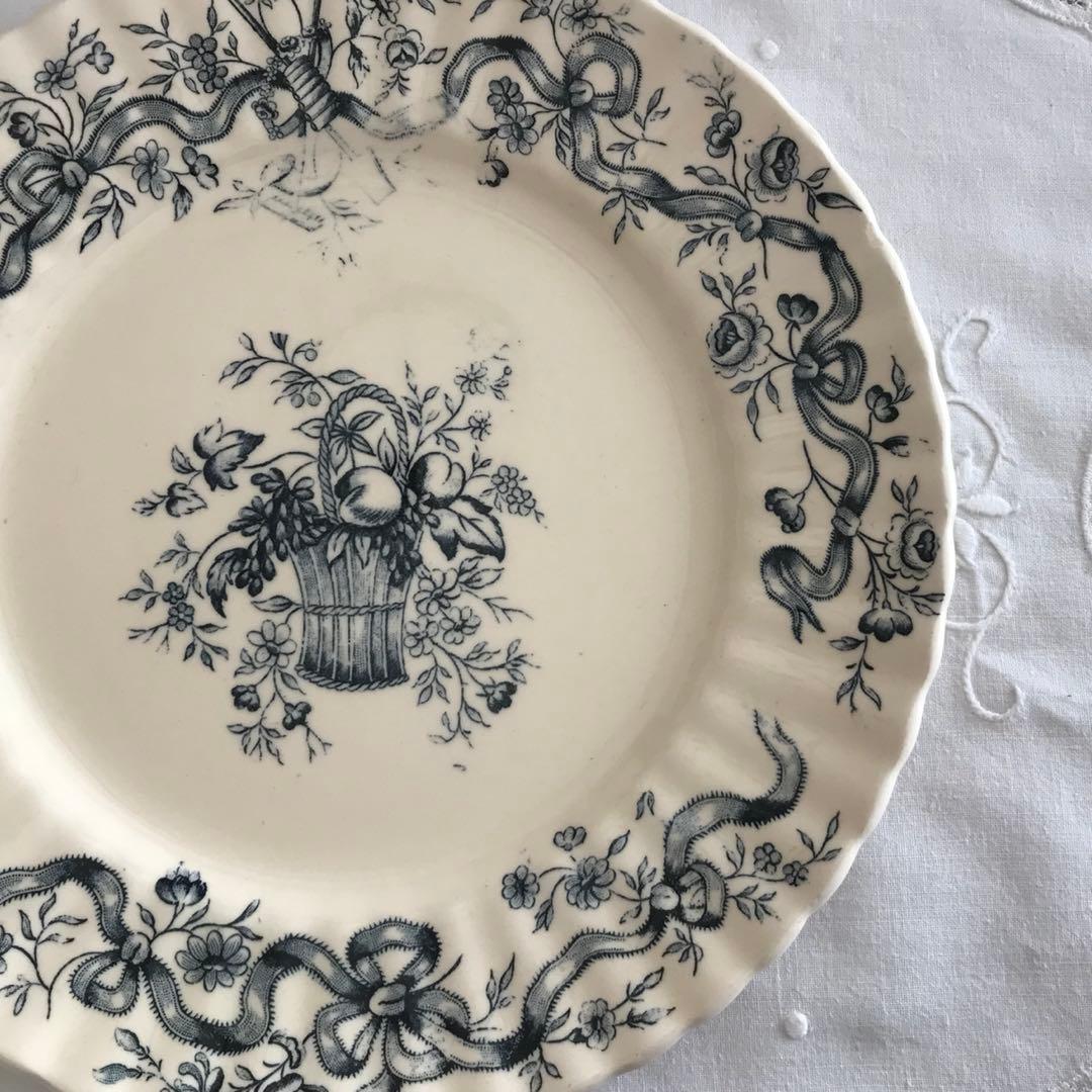 フランスアンティーク Longchamp窯 Rubans プレート 平皿②