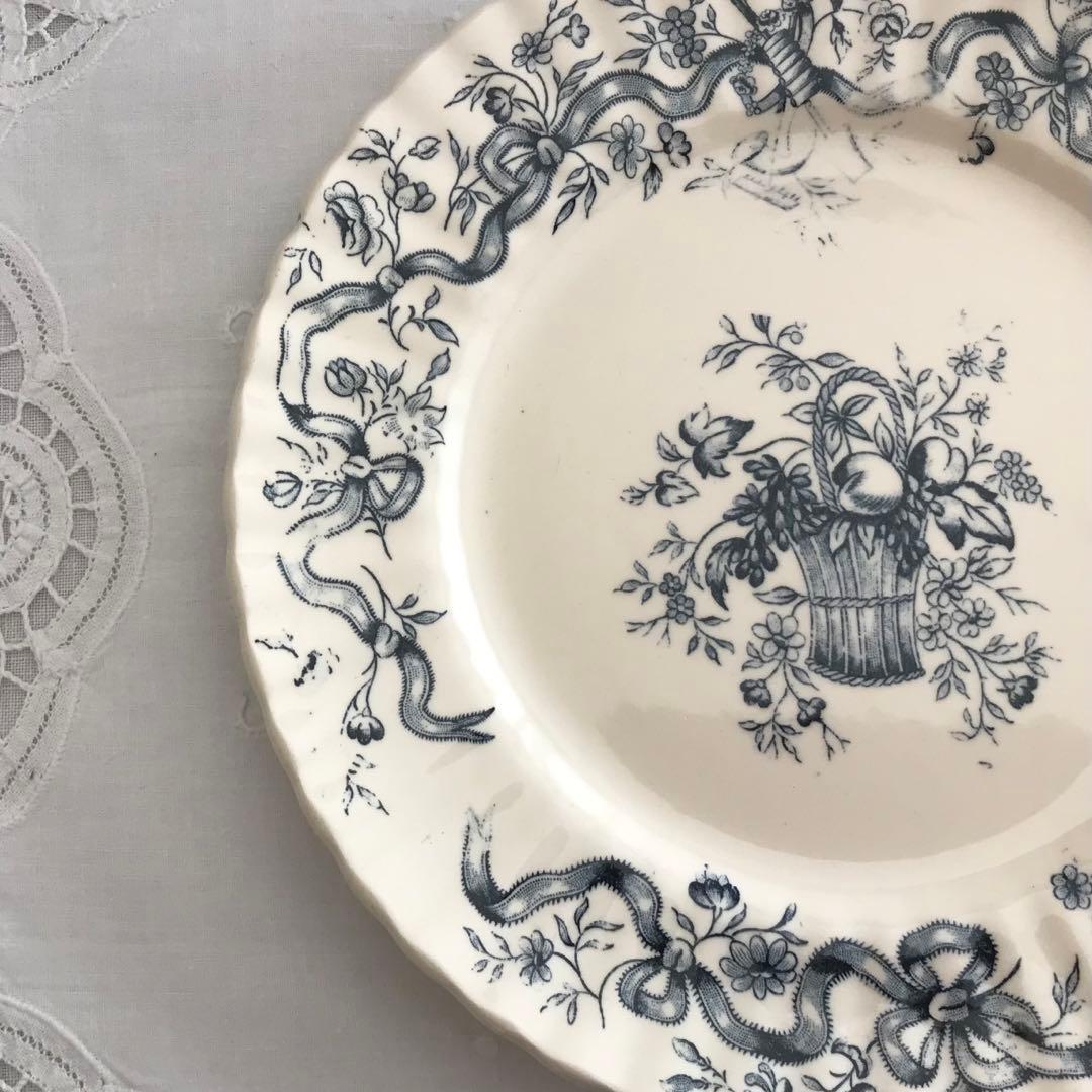 フランスアンティーク Longchamp窯 Rubans プレート 平皿②