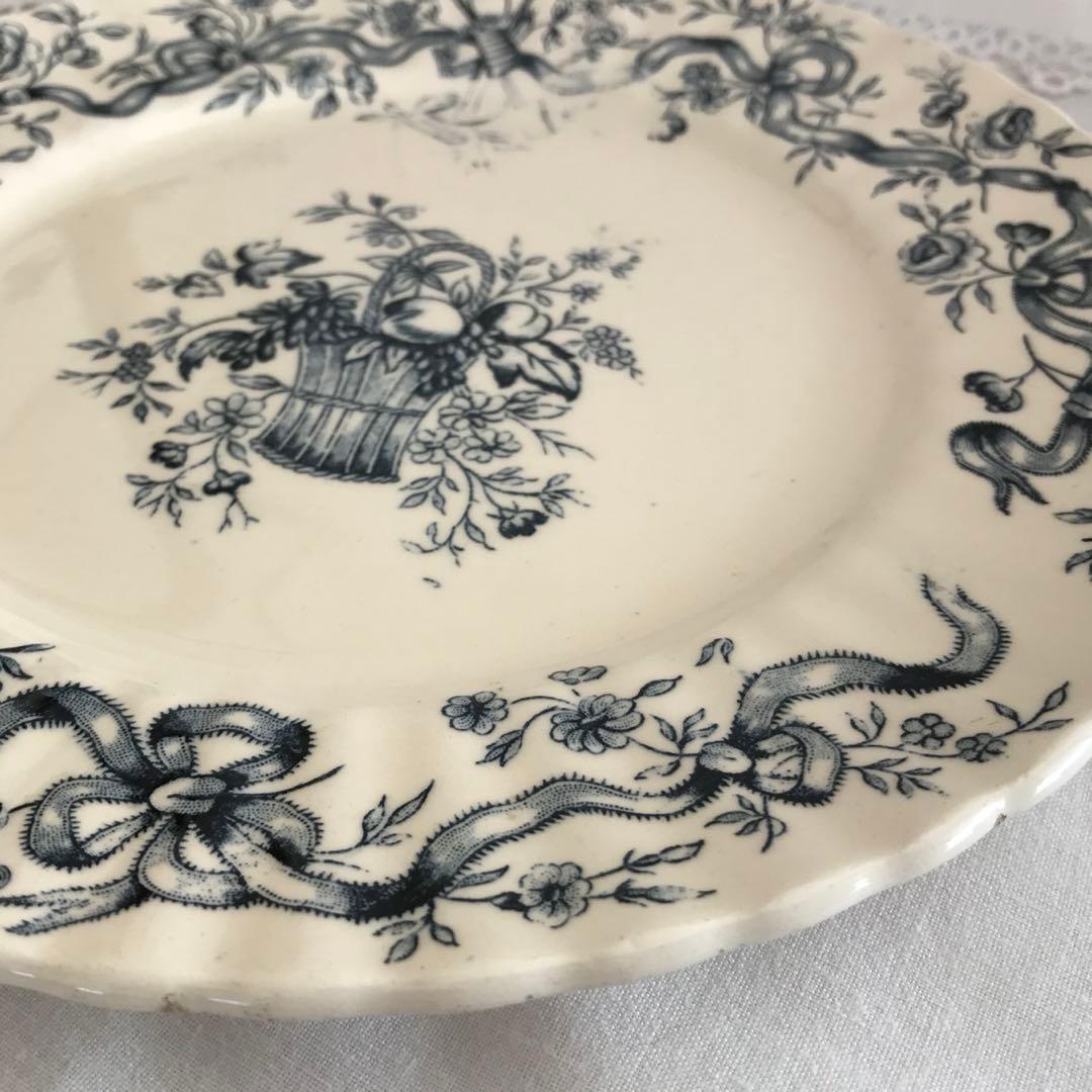 フランスアンティーク Longchamp窯 Rubans プレート 平皿②