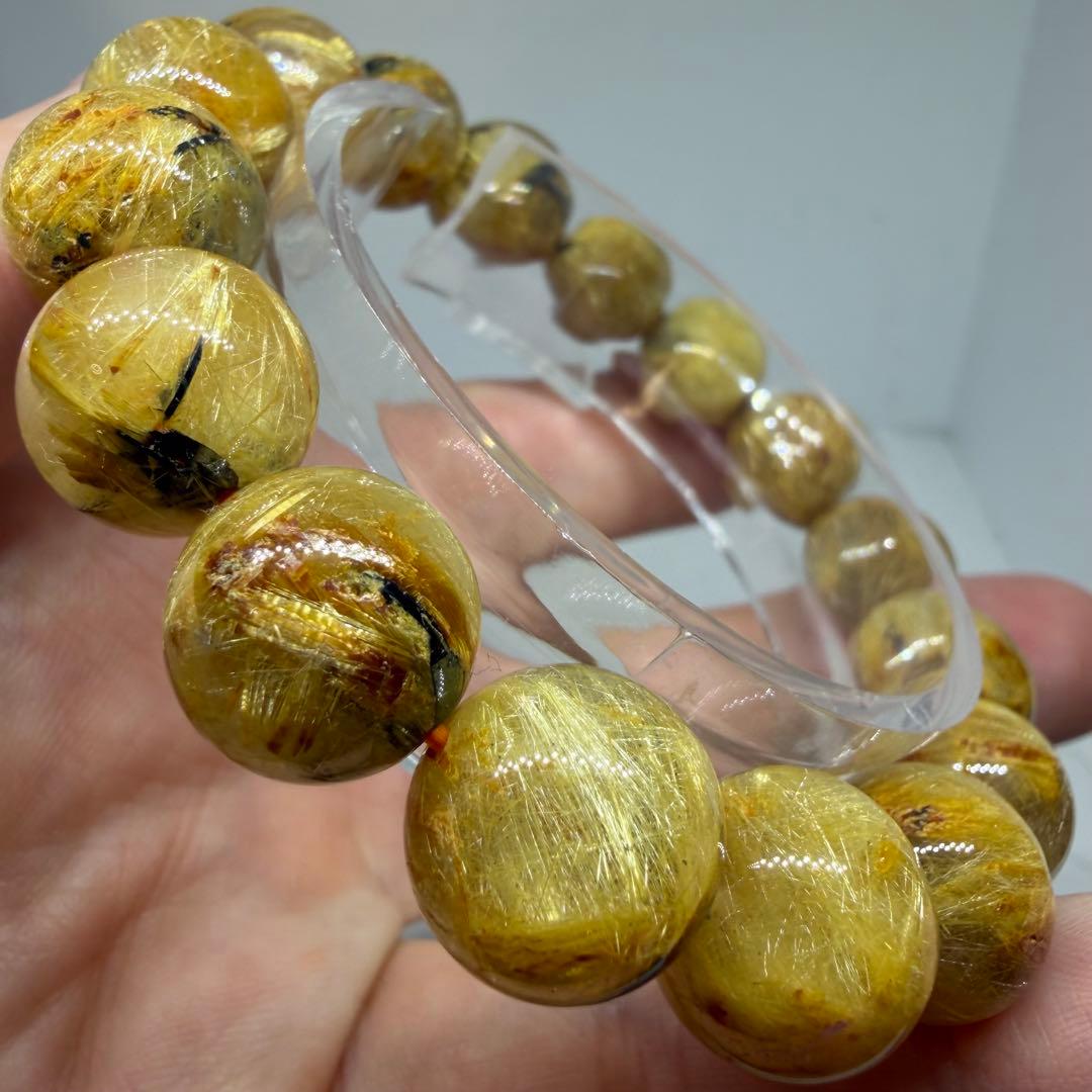 【ブレスレット ハイクオリティゴールドタイチンルチルクォーツ192 z9081】