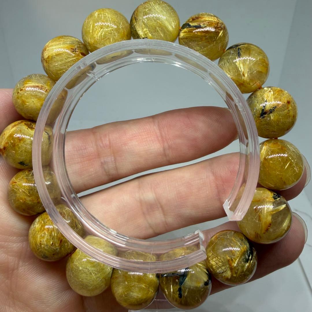 【ブレスレット ハイクオリティゴールドタイチンルチルクォーツ192 z9081】