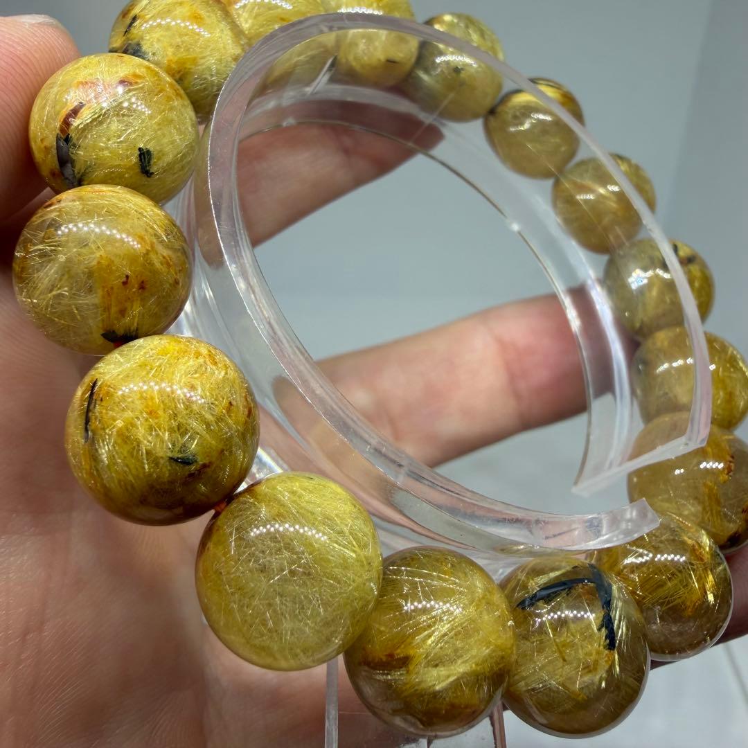 【ブレスレット ハイクオリティゴールドタイチンルチルクォーツ192 z9081】