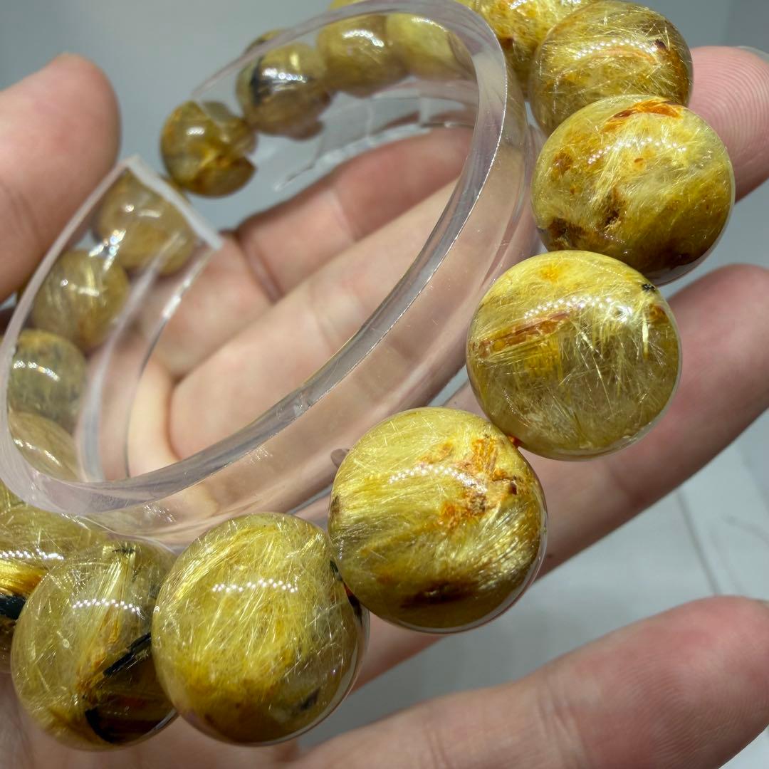 【ブレスレット ハイクオリティゴールドタイチンルチルクォーツ192 z9081】