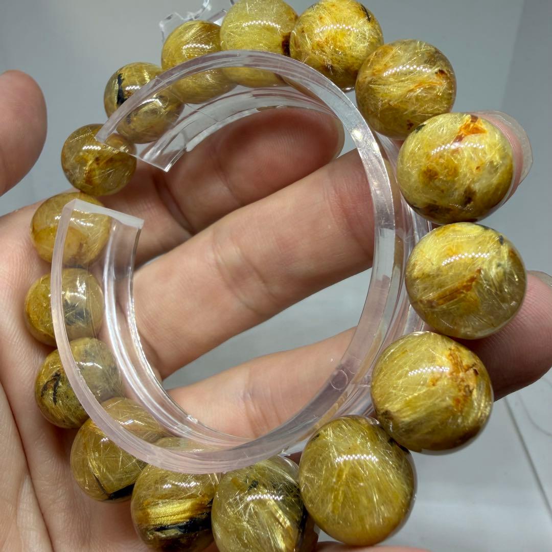 【ブレスレット ハイクオリティゴールドタイチンルチルクォーツ192 z9081】