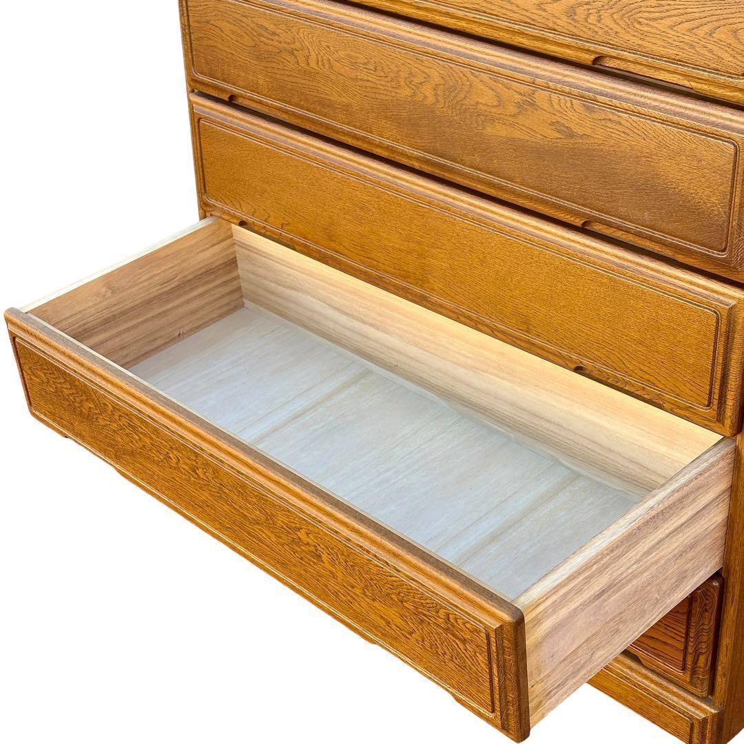 【週末セール】起立木工 ハイチェスト 7段 国産 ナラ材 鍵付き クラシック