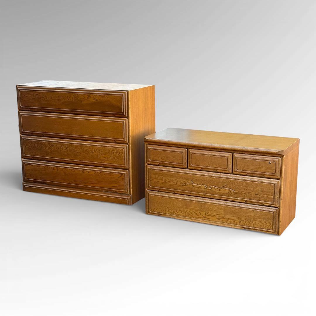 【週末セール】起立木工 ハイチェスト 7段 国産 ナラ材 鍵付き クラシック