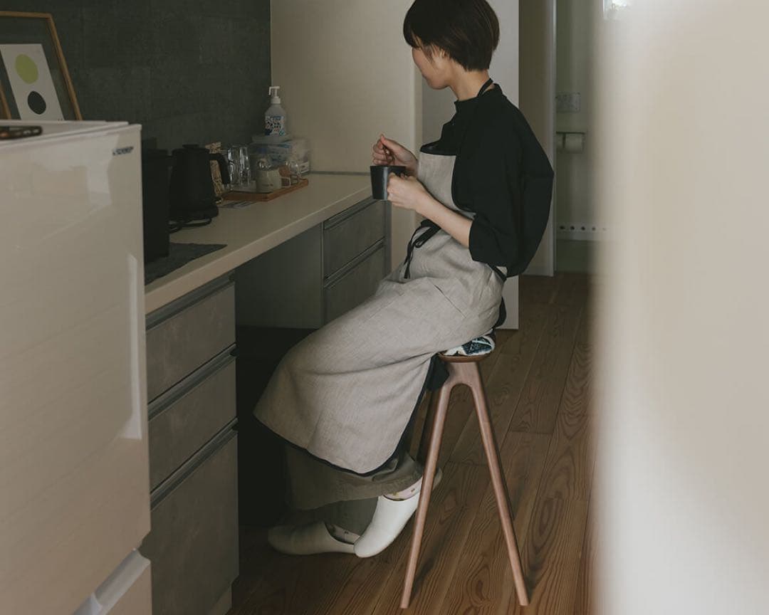 キッチンスツールBR H630＋ミナペルホネン　タンバリン　イエロー