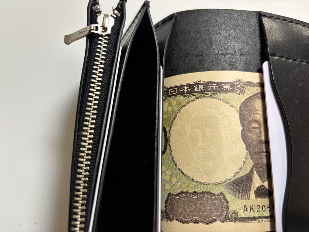 黒　栃木サドルレザー　トラッカーウォレット　三層　シルバー　レザークラフト