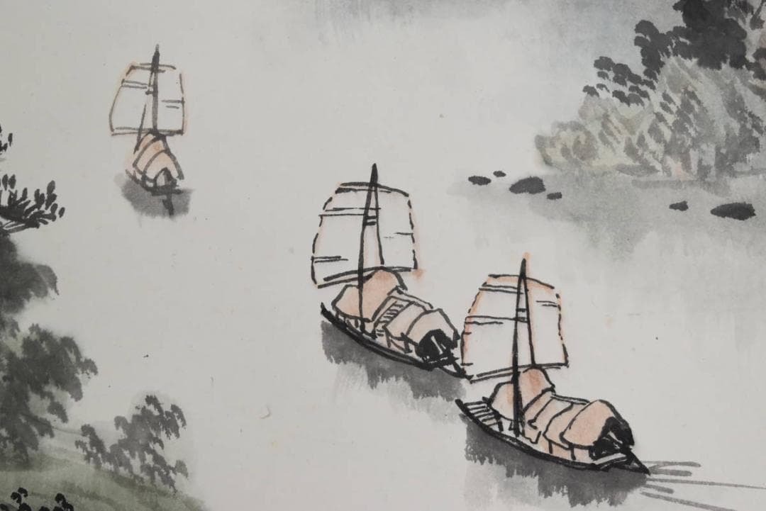 作者不詳/桂林山水図/中国山水図/横物/掛軸☆宝船☆AB-457