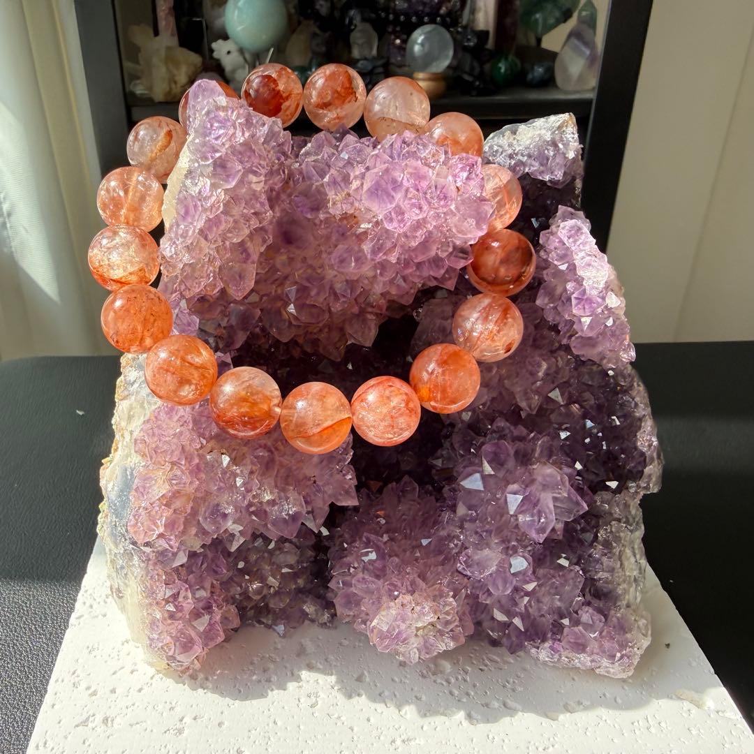 天然石 タイチンルチルクォーツ共生アメジストの原石　置物　鉱物NO.022513