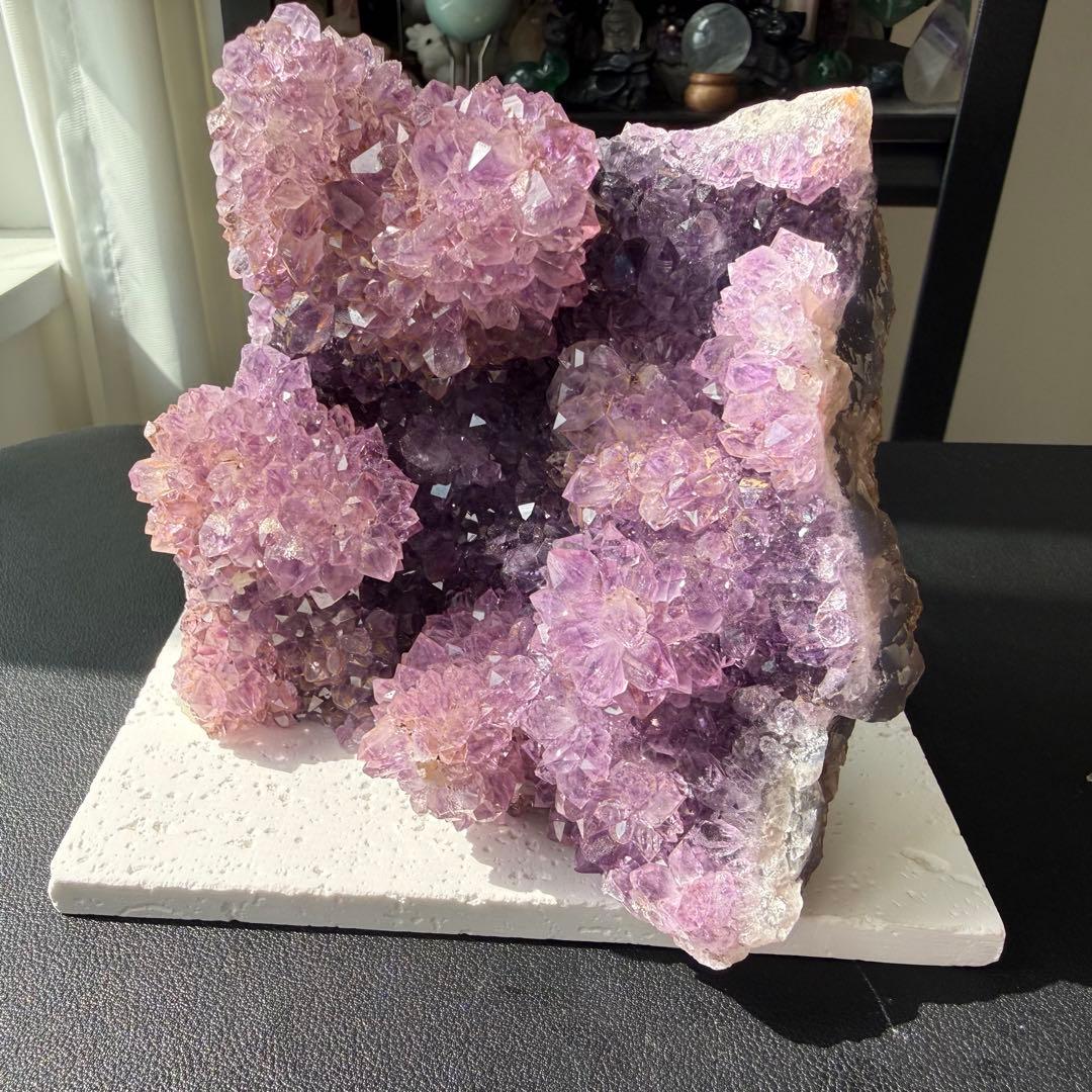 天然石 タイチンルチルクォーツ共生アメジストの原石　置物　鉱物NO.022513