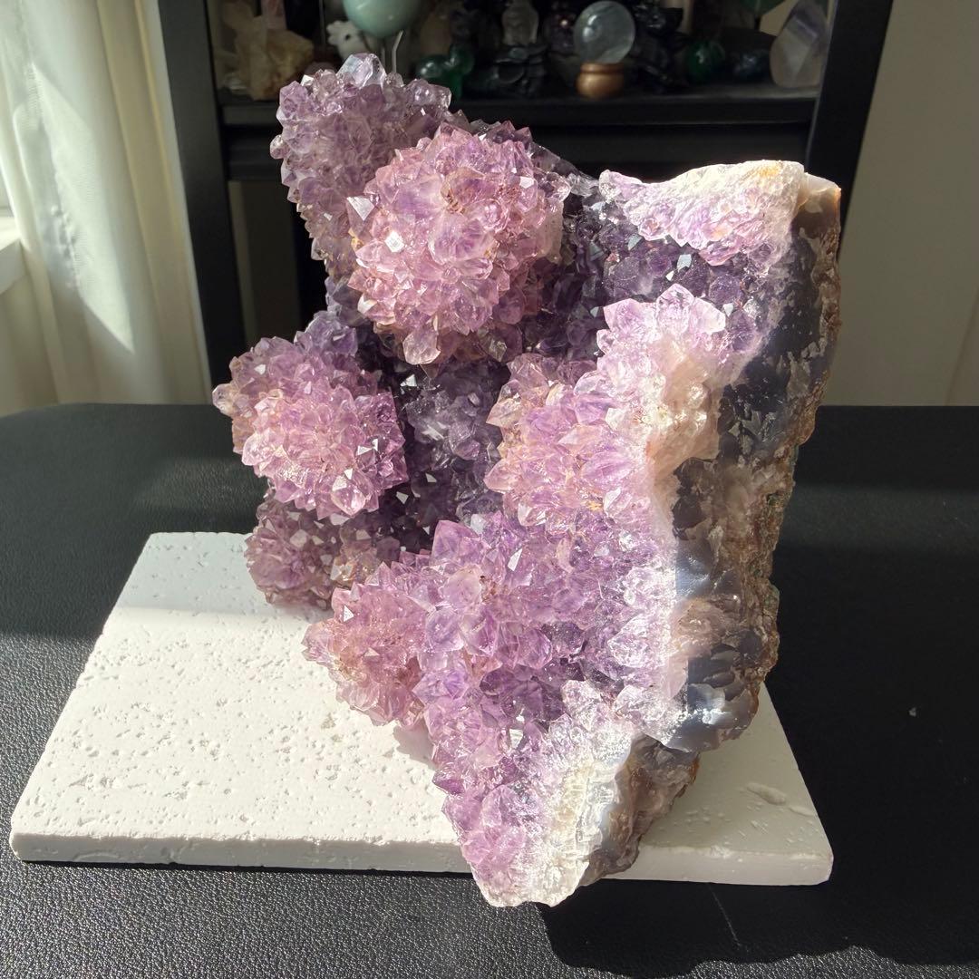天然石 タイチンルチルクォーツ共生アメジストの原石　置物　鉱物NO.022513