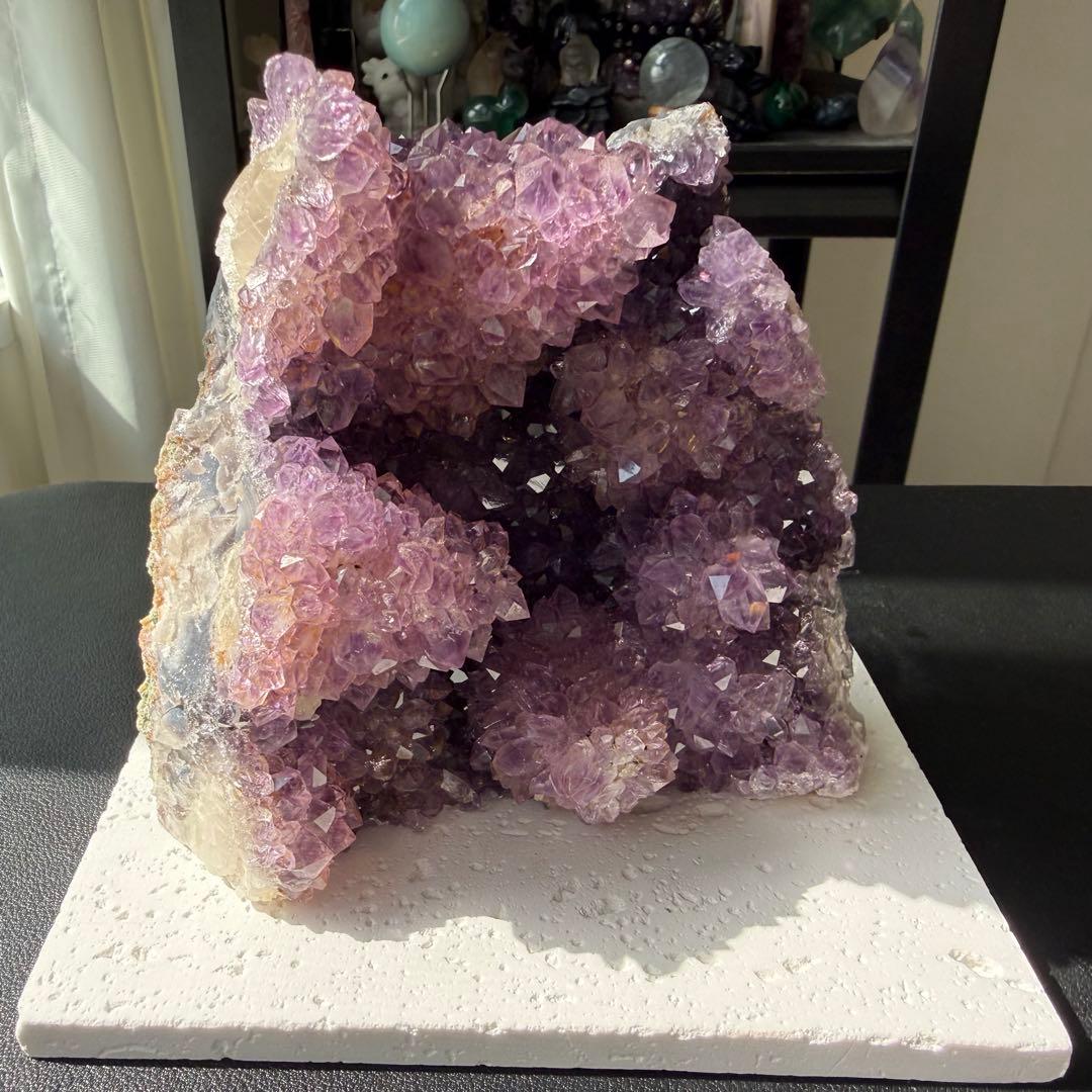 天然石 タイチンルチルクォーツ共生アメジストの原石　置物　鉱物NO.022513