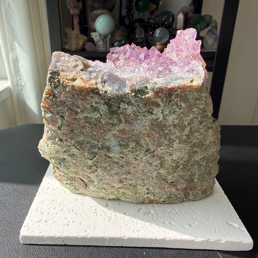 天然石 タイチンルチルクォーツ共生アメジストの原石　置物　鉱物NO.022513