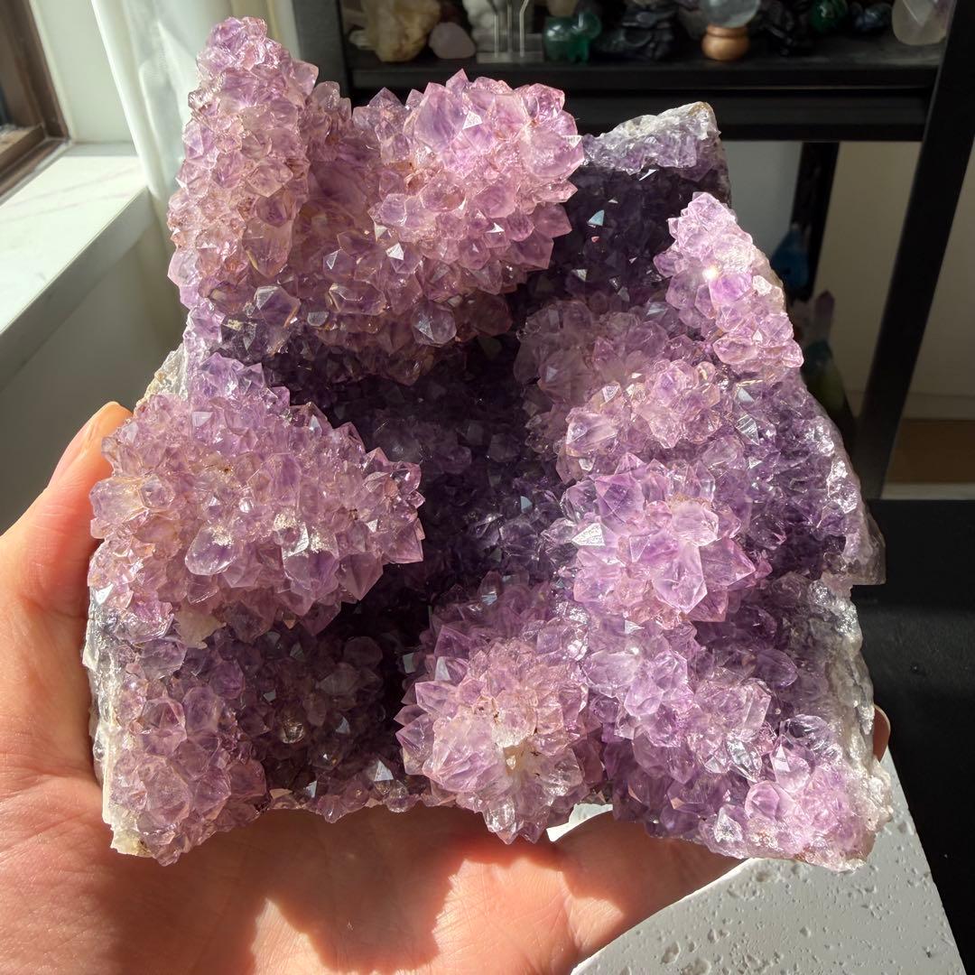 天然石 タイチンルチルクォーツ共生アメジストの原石　置物　鉱物NO.022513