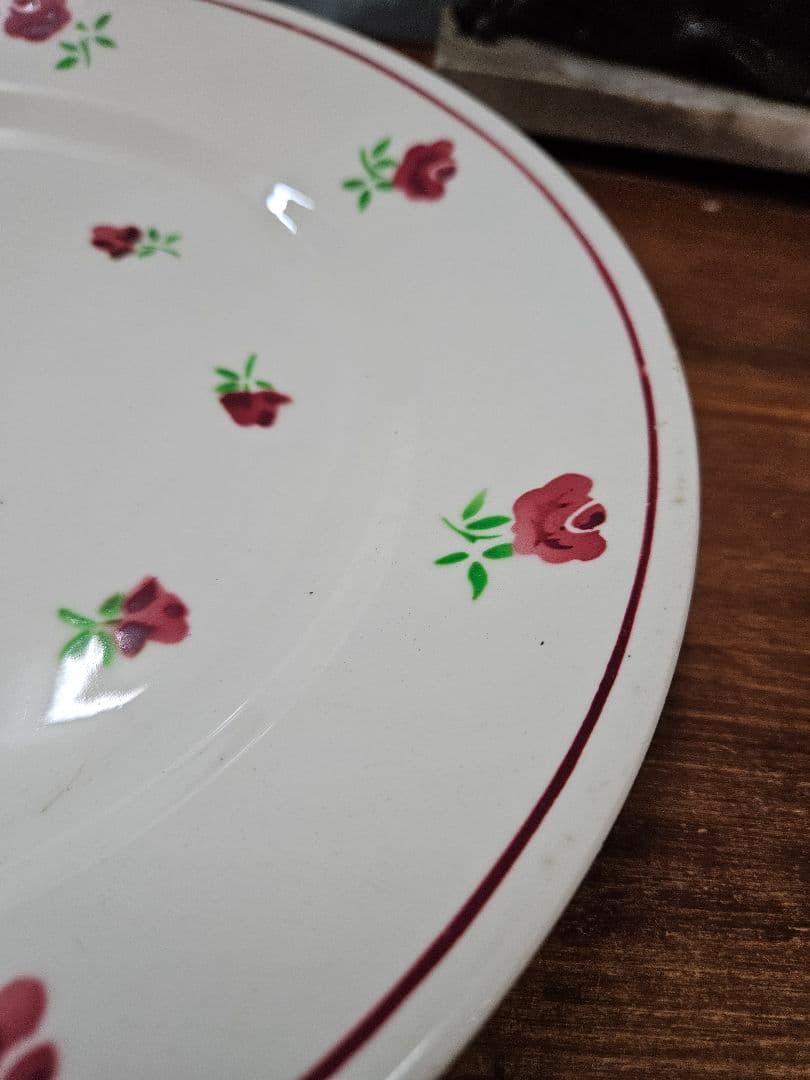 フランス バドンヴィレー アンティークプレート 大皿 花柄 ミニローズ バラ