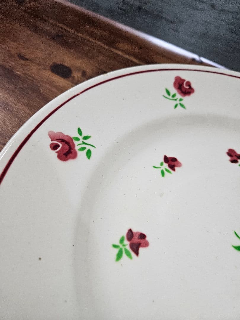 フランス バドンヴィレー アンティークプレート 大皿 花柄 ミニローズ バラ