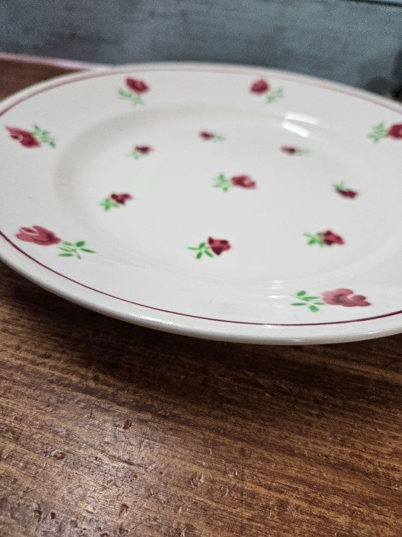 フランス バドンヴィレー アンティークプレート 大皿 花柄 ミニローズ バラ
