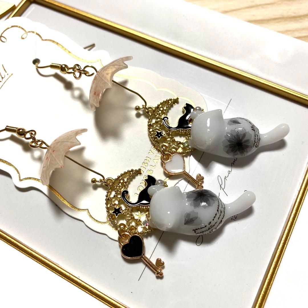 ☆モノトーン猫ちゃんピアス☆③