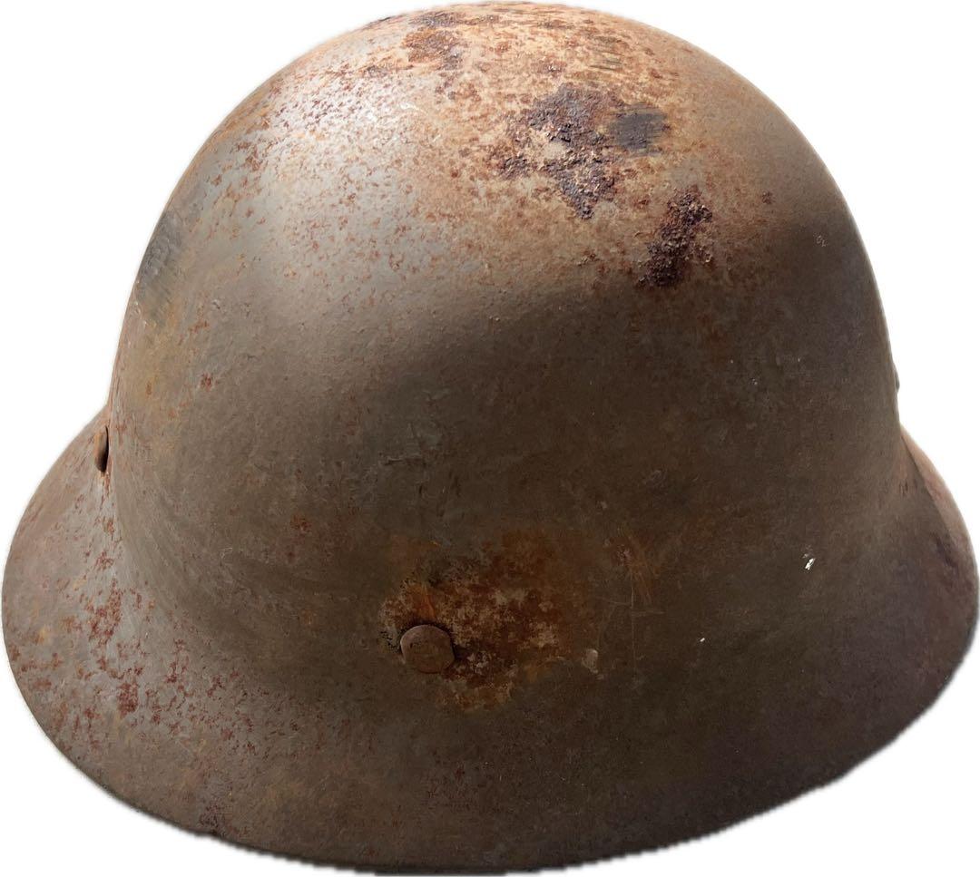 旧日本軍 鉄兜 実物 内装インク記名入 明治18年生 個人管理札 当時物