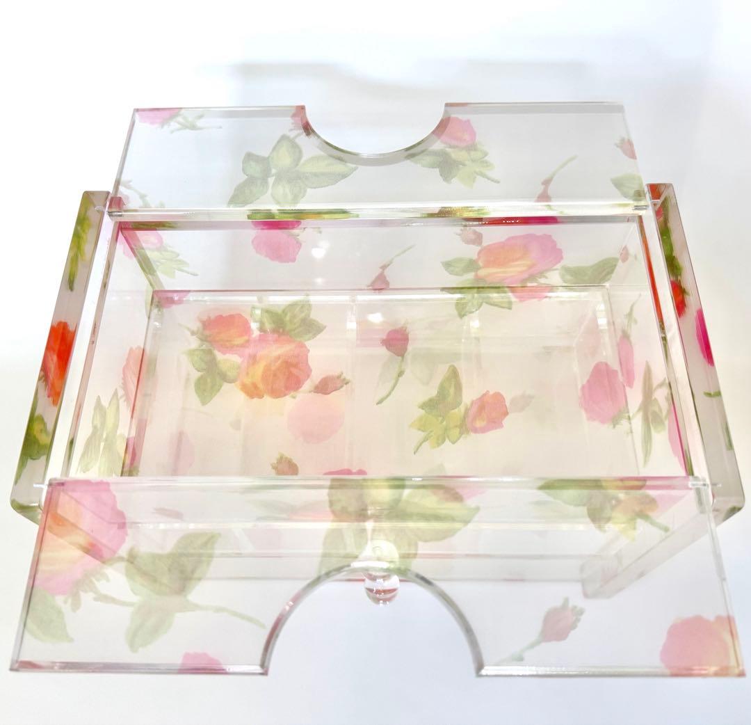 廃盤 シアーローズ アクリル ティッシュケース 2段引き出し付 収納ボックス