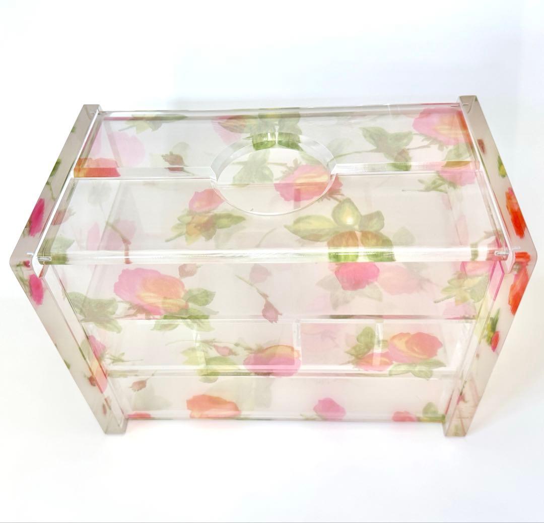 廃盤 シアーローズ アクリル ティッシュケース 2段引き出し付 収納ボックス