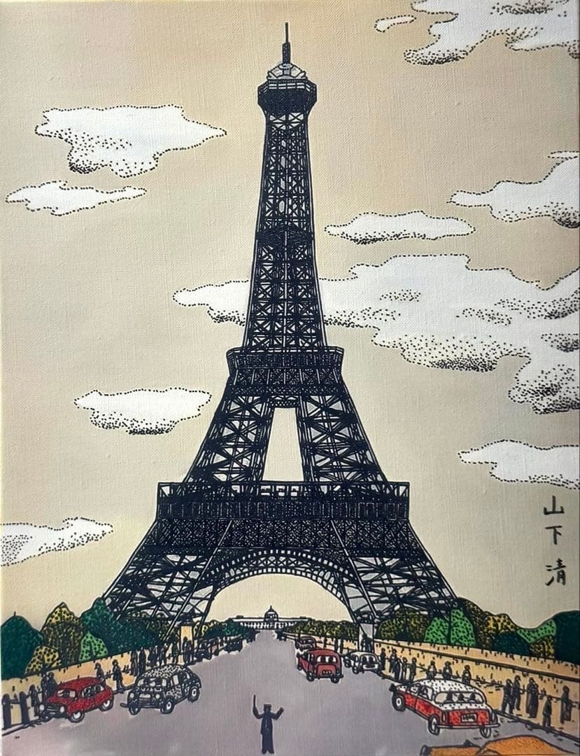 【F6号】ジミー大西（昔 むかし）手描き/表裏サイン有/油彩/アクリル/絵画/額