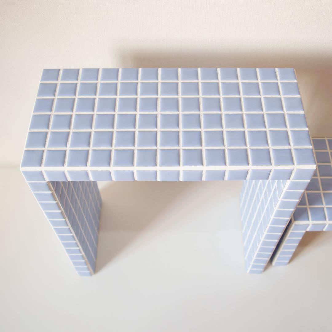 タイルサイドテーブル タイルテーブル タイル家具 タイル baby blue