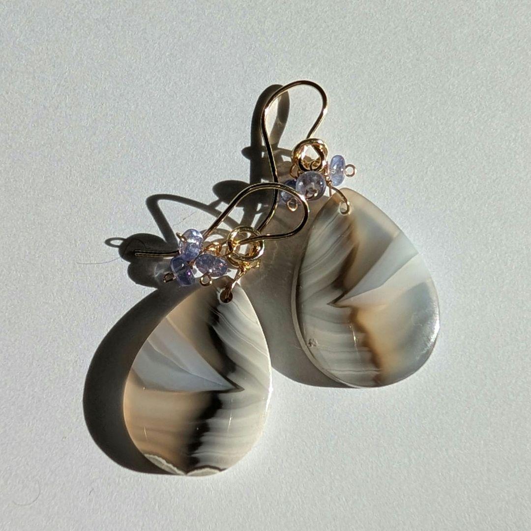 レアアゲート タンザナイト ピアス