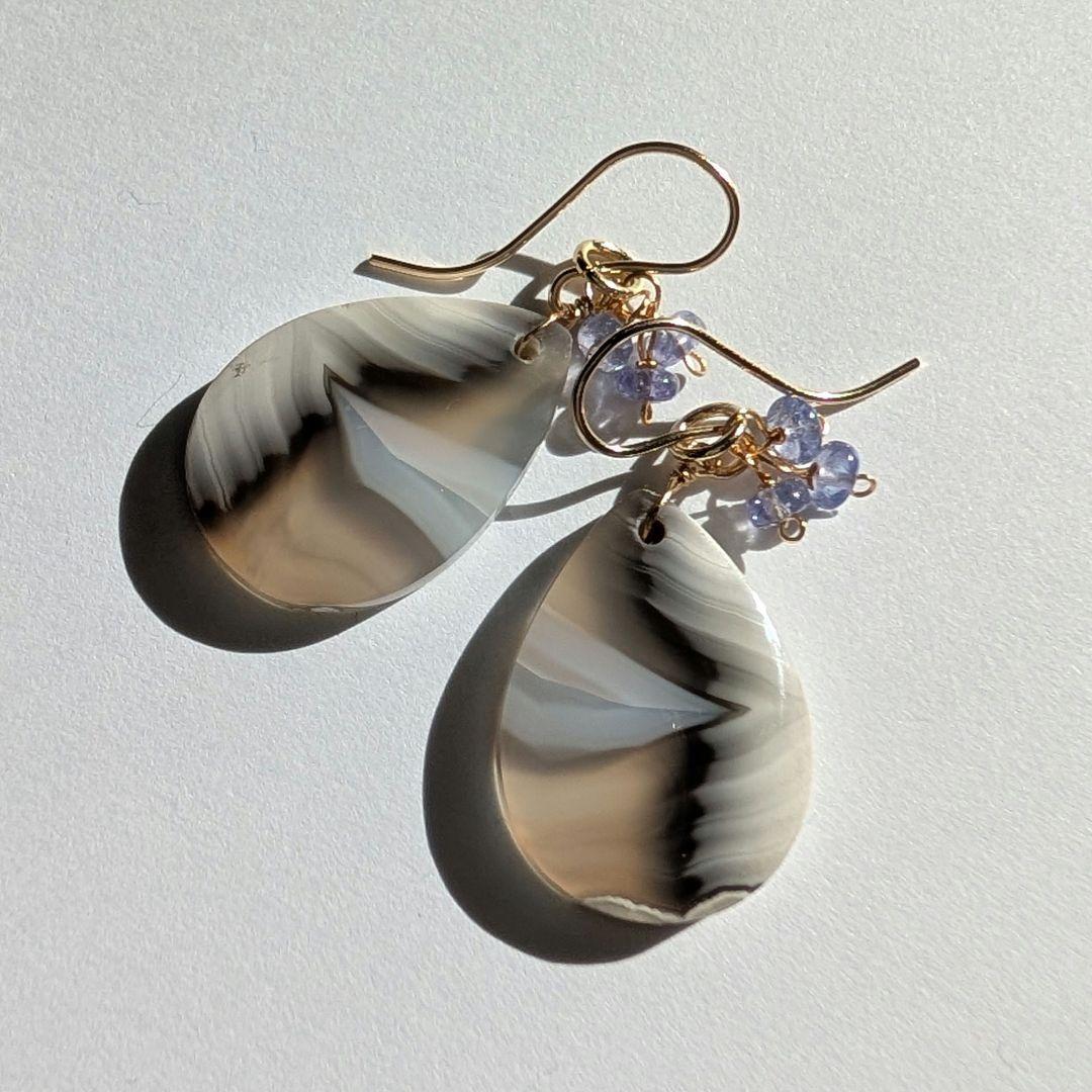 レアアゲート タンザナイト ピアス