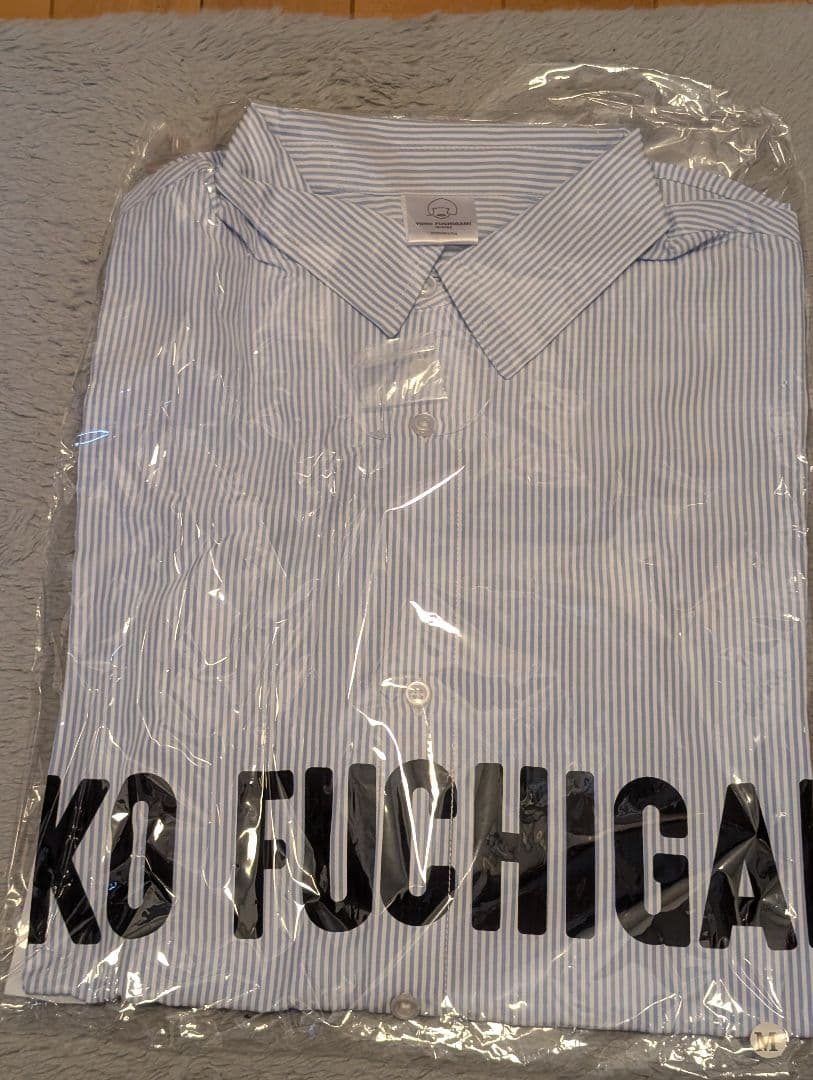 メモ少年も愛用！YOKOFUCHIGAMI ストライプ長袖シャツブルーМ