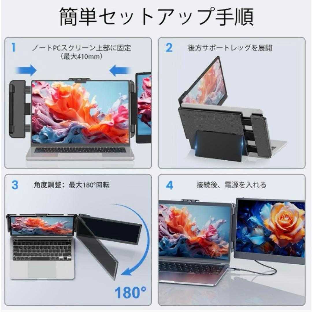ポータブルモニター　14インチ　IPSパネル搭載　フルHD デュアルモニター