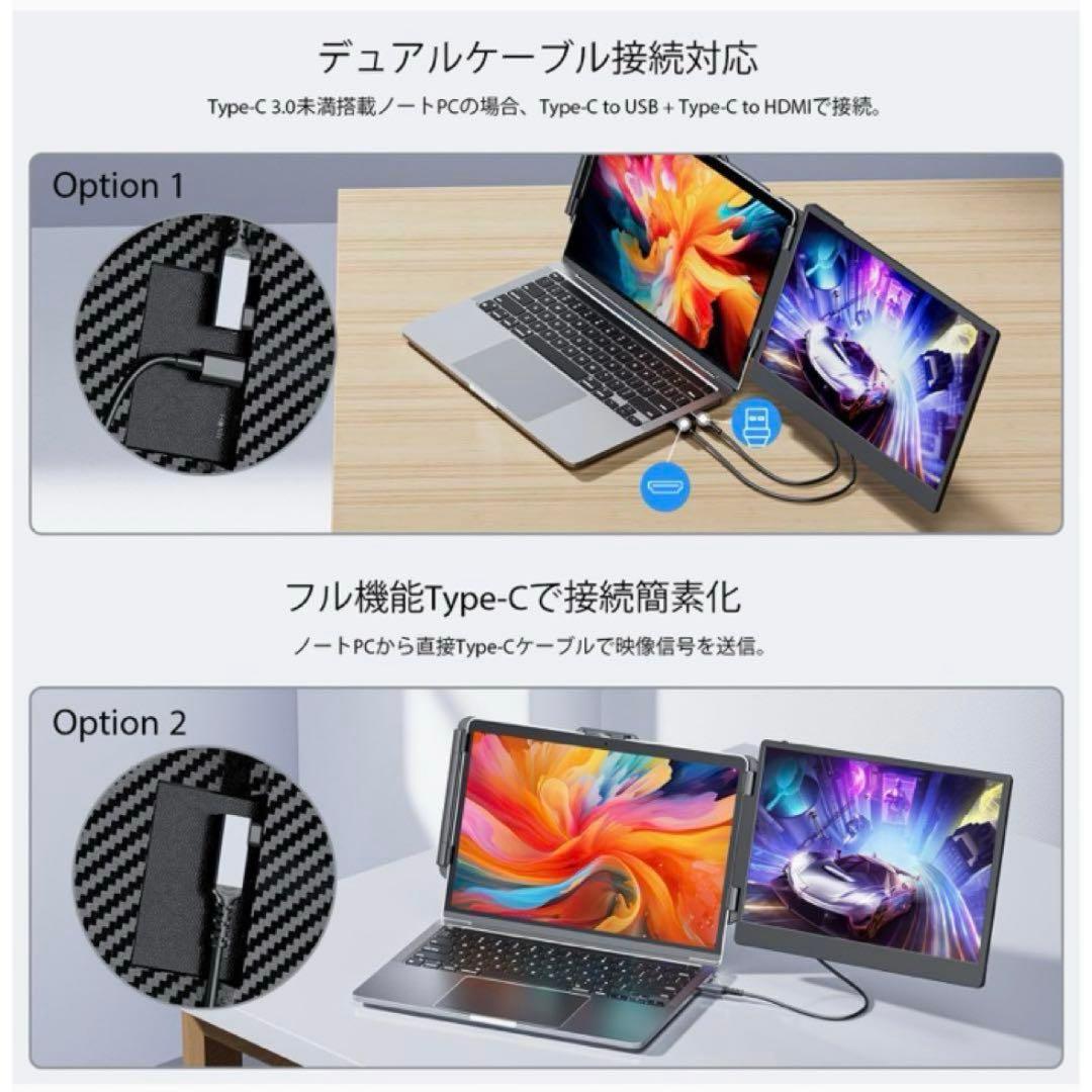 ポータブルモニター　14インチ　IPSパネル搭載　フルHD デュアルモニター