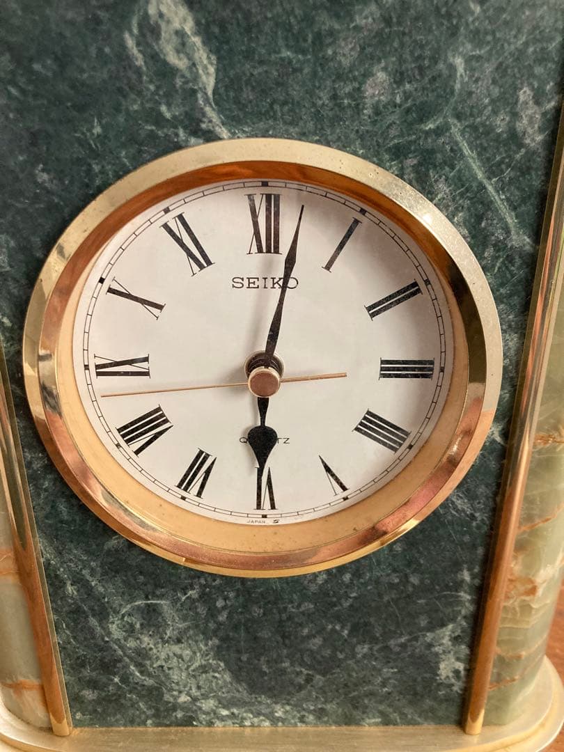 希少　セイコー　置時計　天然石　置物　インテリア　工芸品　美術品