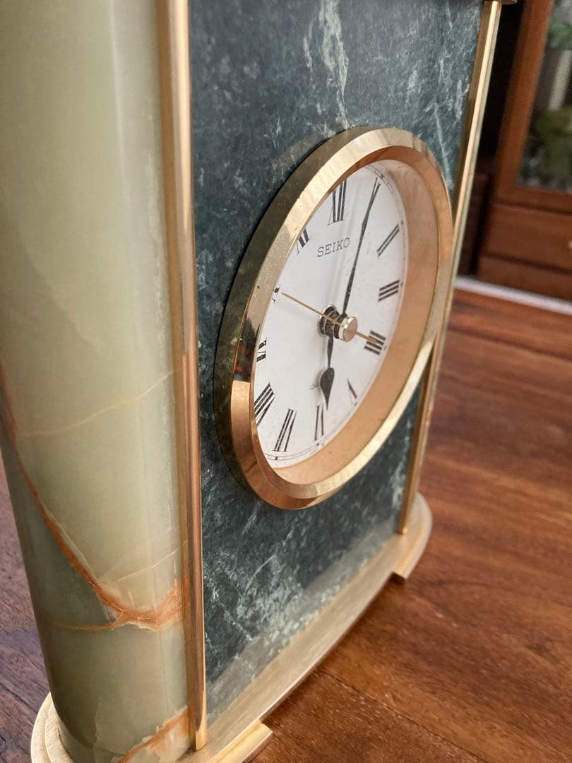希少　セイコー　置時計　天然石　置物　インテリア　工芸品　美術品
