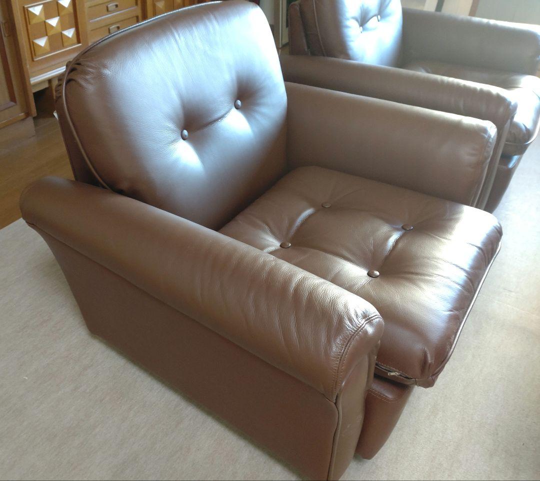 シングルソファ　本革