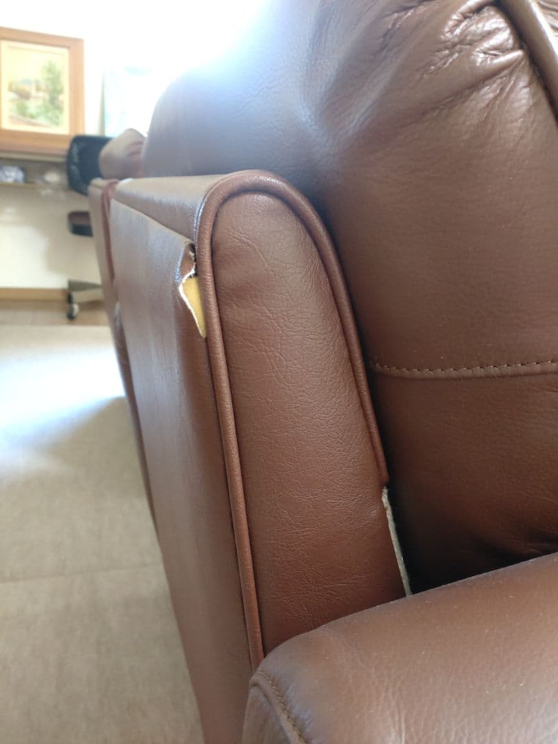 シングルソファ　本革