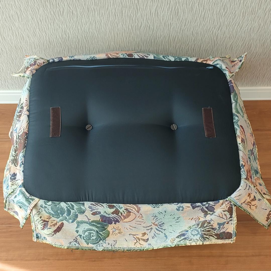 〈美品〉キツツキ　飛騨産業　オットマン　スツール　花柄　ろくろ
