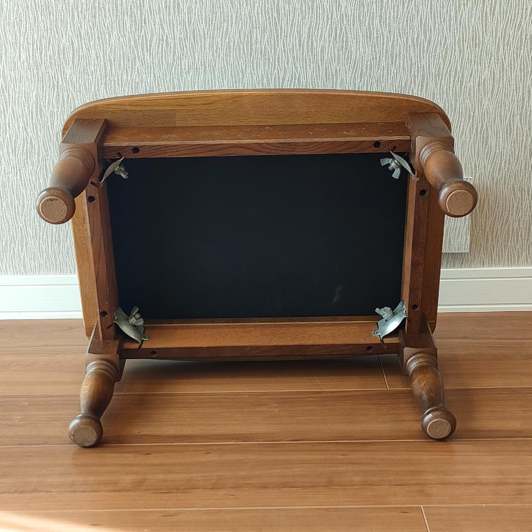 〈美品〉キツツキ　飛騨産業　オットマン　スツール　花柄　ろくろ