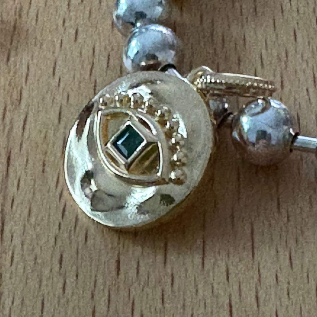 SV925 エメラルド　ホルスの目　ラウンドペンダント