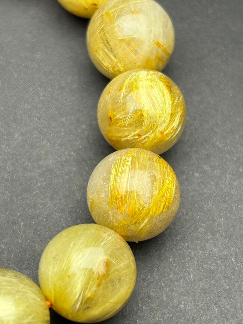 金運最強‼️黄金色❣️大玉14mm‼️ルチル ‼️金針最強‼️タイチンルチルみっしり‼️